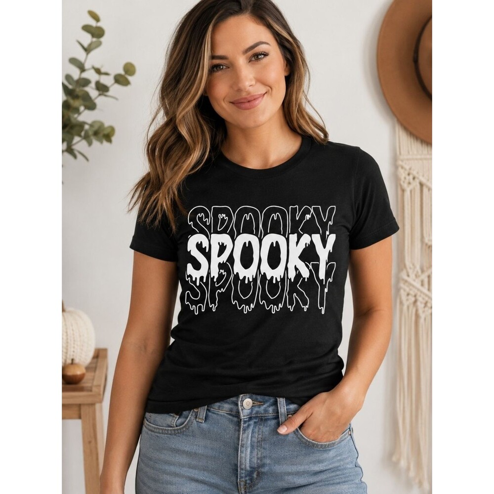 HG Creations Spooky Halloween Graphic Tee | Black Slim Fit Boutique Shirt | Med